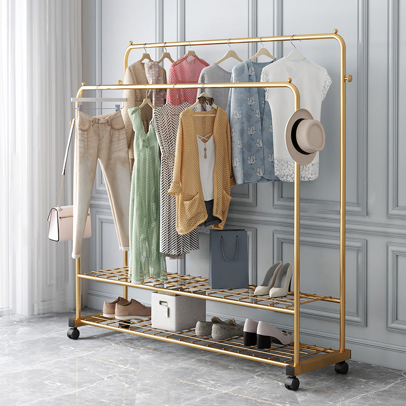 Contemporary Style Wardrobe Metal Bedroom Wardrobe Closet With Shelf 59"L x 17"W x 58"H Gold 2 Clearhalo 'Armoires & Wardrobes' 'armoires_wardrobes' 'Bedroom Furniture' 'furn' 'furn_armoires_wardrobes' 'Furniture' 5438820
