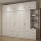 Contemporary White Storage Cabinet Hinged Door Cabinet with Drawers