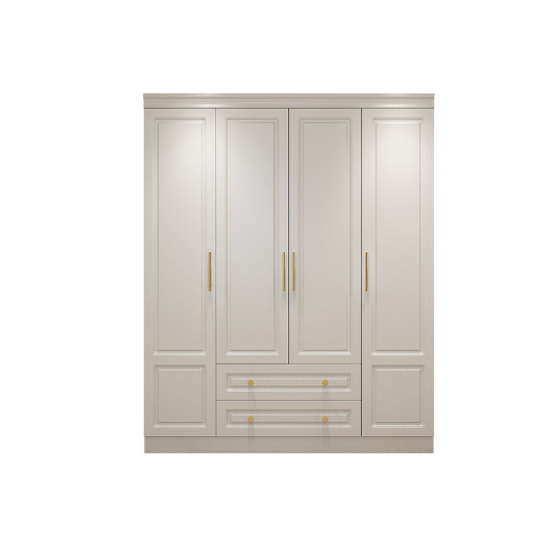 Contemporary White Storage Cabinet Hinged Door Cabinet with Drawers
