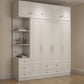Contemporary White Storage Cabinet Hinged Door Cabinet with Drawers