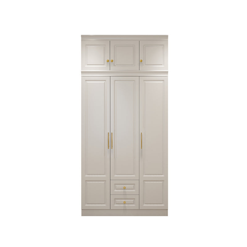 Contemporary White Storage Cabinet Hinged Door Cabinet with Drawers