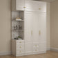 Contemporary White Storage Cabinet Hinged Door Cabinet with Drawers