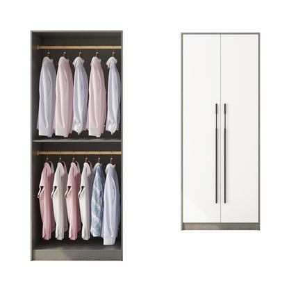Armario de madera de ingeniería Armario moderno Gabinete de vestuario de la casa con varilla de ropa de madera maciza
