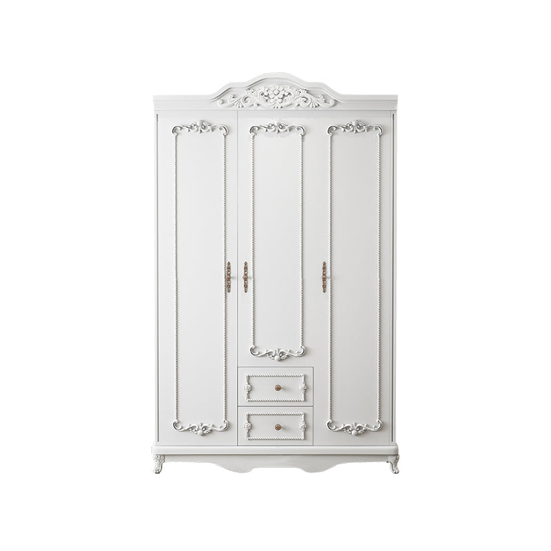 French Country White Wardrobe for Bedroom Manufactured Wood Cabinet with Drawers 47"L x 20"W x 82"H Armoires & Wardrobes Clearhalo 'Armoires & Wardrobes' 'armoires_wardrobes' 'Bedroom Furniture' 'furn' 'furn_armoires_wardrobes' 'Furniture' 5438980