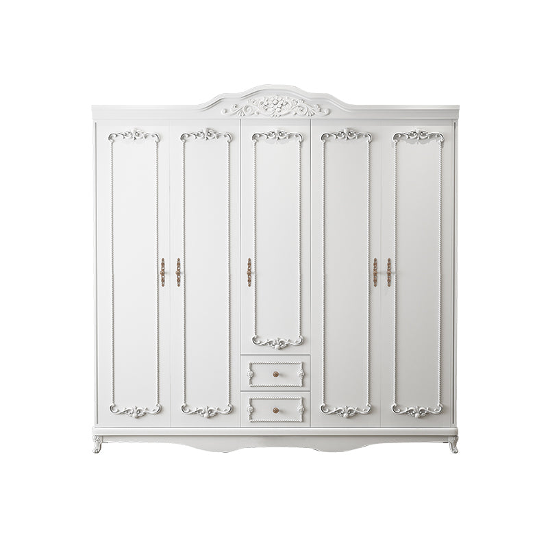 French Country White Wardrobe for Bedroom Manufactured Wood Cabinet with Drawers 79"L x 20"W x 82"H Armoires & Wardrobes Clearhalo 'Armoires & Wardrobes' 'armoires_wardrobes' 'Bedroom Furniture' 'furn' 'furn_armoires_wardrobes' 'Furniture' 5438984