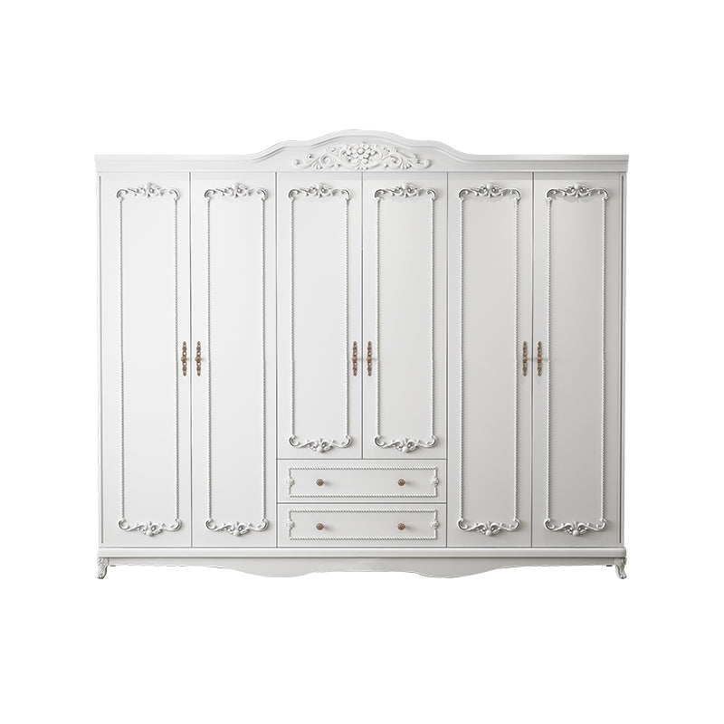 French Country White Wardrobe for Bedroom Manufactured Wood Cabinet with Drawers 94"L x 20"W x 82"H Armoires & Wardrobes Clearhalo 'Armoires & Wardrobes' 'armoires_wardrobes' 'Bedroom Furniture' 'furn' 'furn_armoires_wardrobes' 'Furniture' 5438985