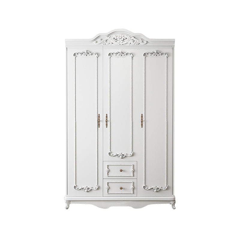 French Country White Wardrobe for Bedroom Manufactured Wood Cabinet with Drawers Clearhalo 'Armoires & Wardrobes' 'armoires_wardrobes' 'Bedroom Furniture' 'furn' 'furn_armoires_wardrobes' 'Furniture' 5438986