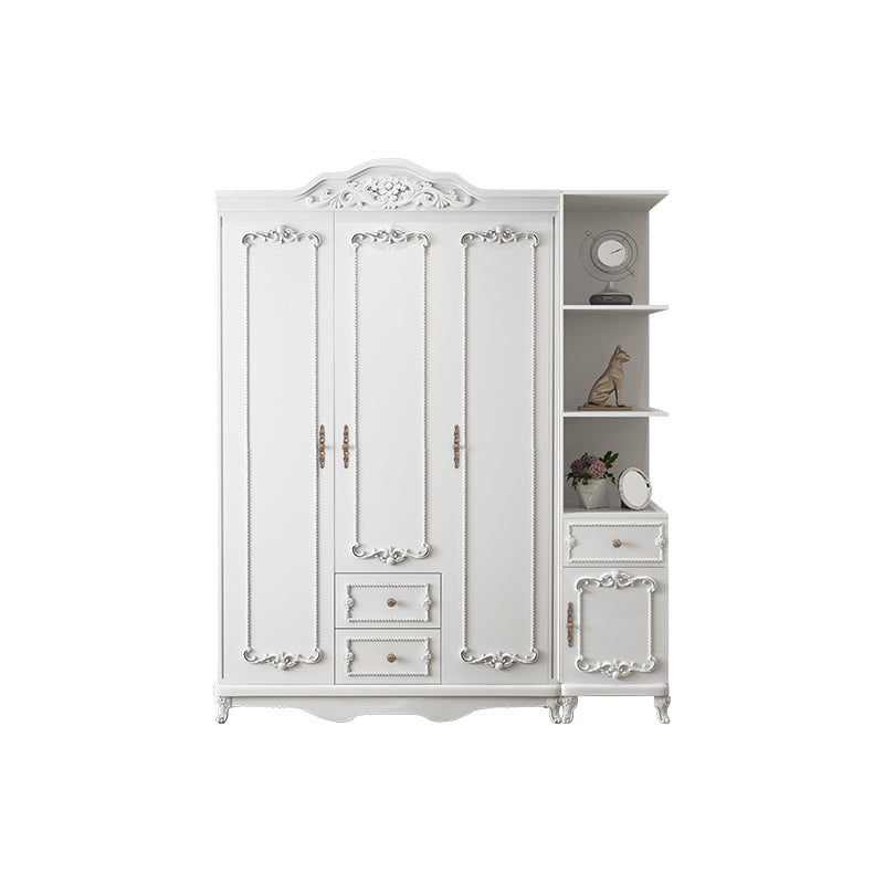 French Country White Wardrobe for Bedroom Manufactured Wood Cabinet with Drawers 47"L x 20"W x 82"H Armoires & Sideboard Clearhalo 'Armoires & Wardrobes' 'armoires_wardrobes' 'Bedroom Furniture' 'furn' 'furn_armoires_wardrobes' 'Furniture' 5438989