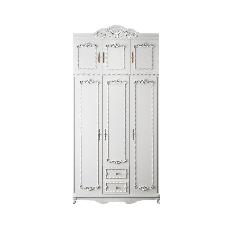 French Country White Wardrobe for Bedroom Manufactured Wood Cabinet with Drawers 47"L x 20"W x 82"H Armories & Top Cabinet Clearhalo 'Armoires & Wardrobes' 'armoires_wardrobes' 'Bedroom Furniture' 'furn' 'furn_armoires_wardrobes' 'Furniture' 5438995