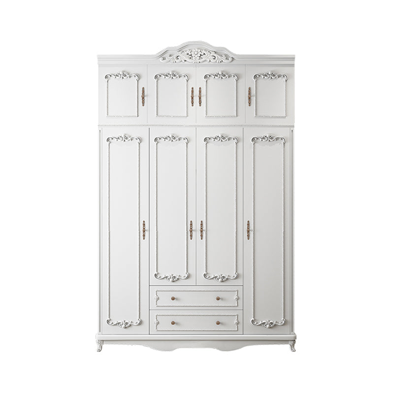 French Country White Wardrobe for Bedroom Manufactured Wood Cabinet with Drawers 63"L x 20"W x 82"H Armories & Top Cabinet Clearhalo 'Armoires & Wardrobes' 'armoires_wardrobes' 'Bedroom Furniture' 'furn' 'furn_armoires_wardrobes' 'Furniture' 5438997