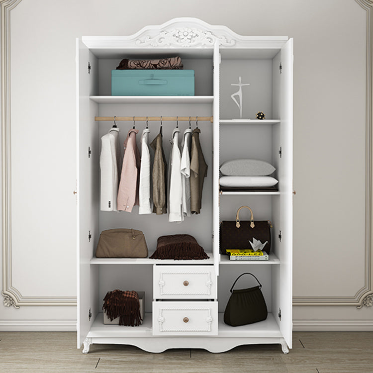 French Country White Wardrobe for Bedroom Manufactured Wood Cabinet with Drawers Clearhalo 'Armoires & Wardrobes' 'armoires_wardrobes' 'Bedroom Furniture' 'furn' 'furn_armoires_wardrobes' 'Furniture' 5438998