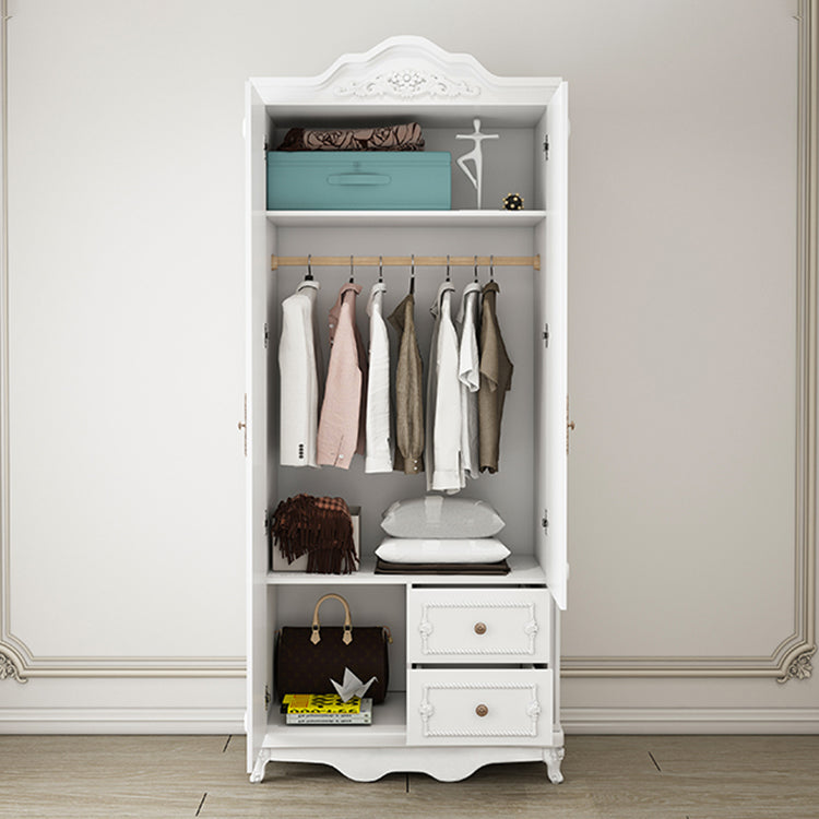 French Country White Wardrobe for Bedroom Manufactured Wood Cabinet with Drawers Clearhalo 'Armoires & Wardrobes' 'armoires_wardrobes' 'Bedroom Furniture' 'furn' 'furn_armoires_wardrobes' 'Furniture' 5438999