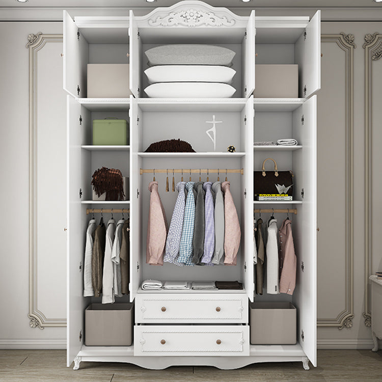 French Country White Wardrobe for Bedroom Manufactured Wood Cabinet with Drawers Clearhalo 'Armoires & Wardrobes' 'armoires_wardrobes' 'Bedroom Furniture' 'furn' 'furn_armoires_wardrobes' 'Furniture' 5439001