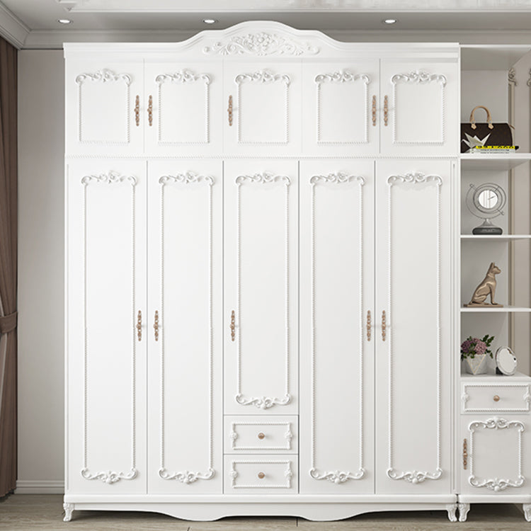 French Country White Wardrobe for Bedroom Manufactured Wood Cabinet with Drawers Clearhalo 'Armoires & Wardrobes' 'armoires_wardrobes' 'Bedroom Furniture' 'furn' 'furn_armoires_wardrobes' 'Furniture' 5439002