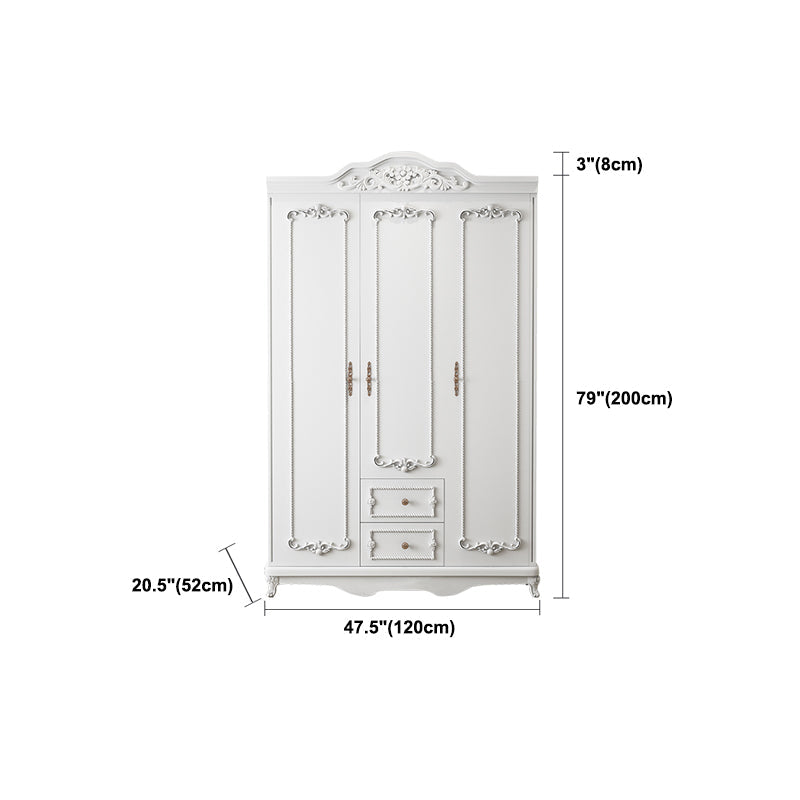 French Country White Wardrobe for Bedroom Manufactured Wood Cabinet with Drawers Clearhalo 'Armoires & Wardrobes' 'armoires_wardrobes' 'Bedroom Furniture' 'furn' 'furn_armoires_wardrobes' 'Furniture' 5439004