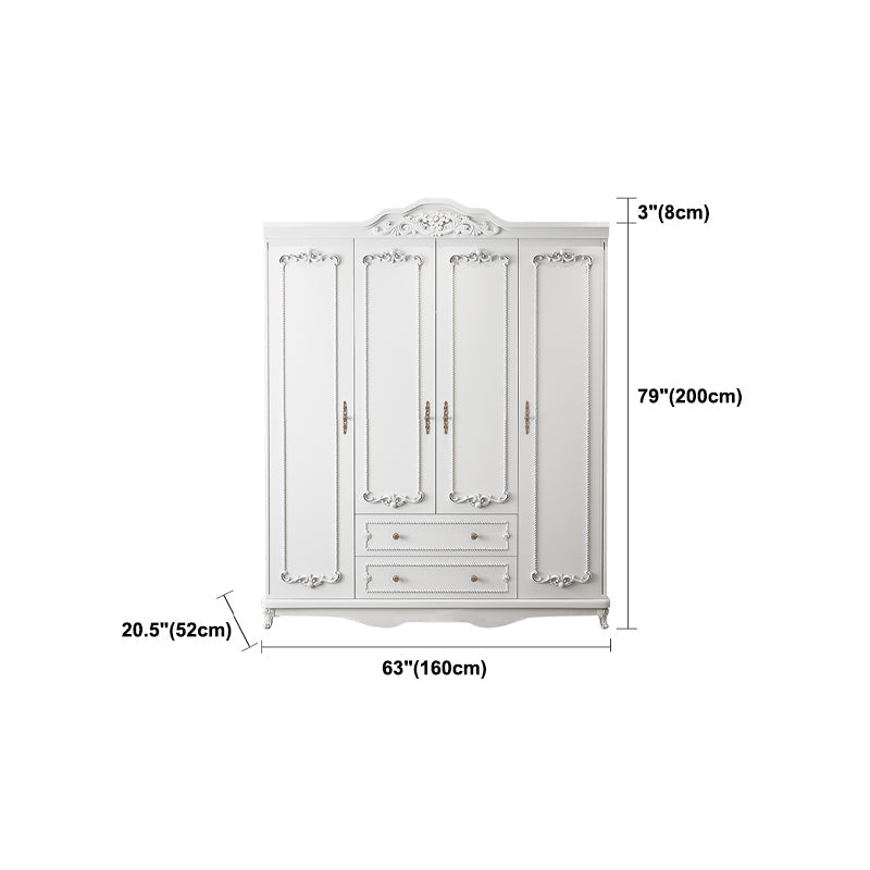 French Country White Wardrobe for Bedroom Manufactured Wood Cabinet with Drawers Clearhalo 'Armoires & Wardrobes' 'armoires_wardrobes' 'Bedroom Furniture' 'furn' 'furn_armoires_wardrobes' 'Furniture' 5439005