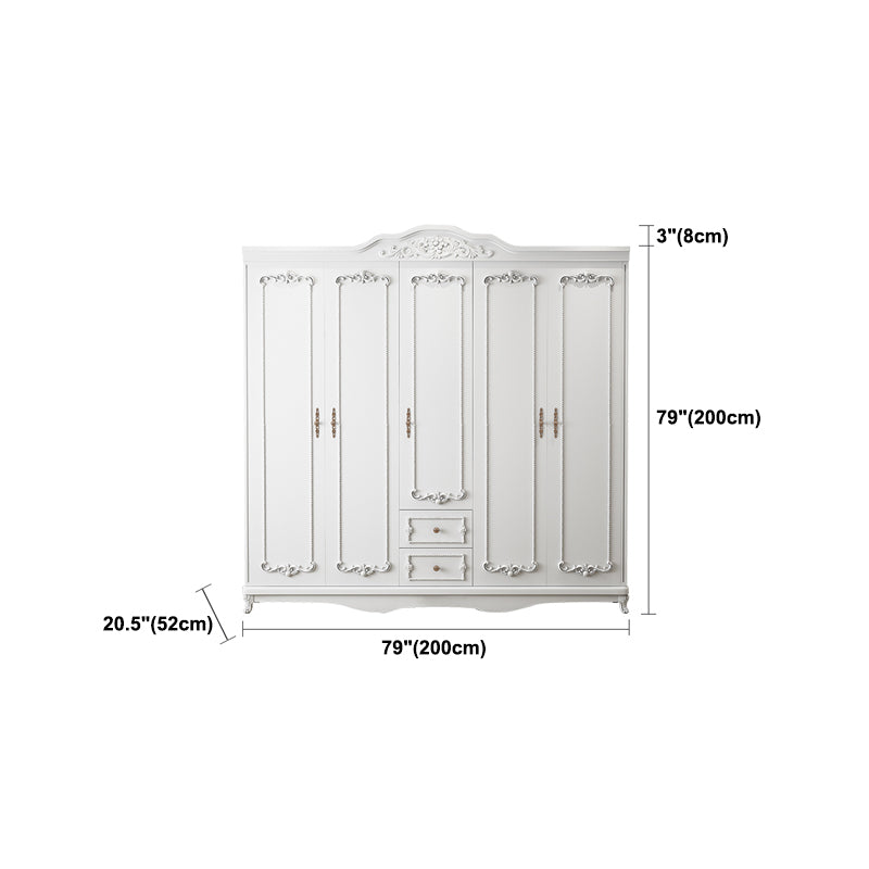 French Country White Wardrobe for Bedroom Manufactured Wood Cabinet with Drawers Clearhalo 'Armoires & Wardrobes' 'armoires_wardrobes' 'Bedroom Furniture' 'furn' 'furn_armoires_wardrobes' 'Furniture' 5439006