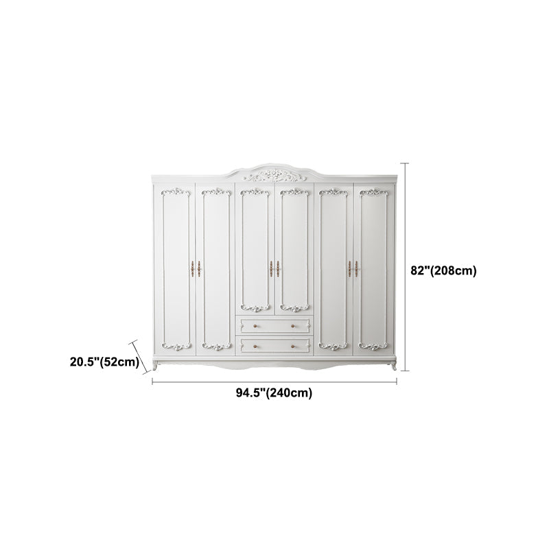 French Country White Wardrobe for Bedroom Manufactured Wood Cabinet with Drawers Clearhalo 'Armoires & Wardrobes' 'armoires_wardrobes' 'Bedroom Furniture' 'furn' 'furn_armoires_wardrobes' 'Furniture' 5439007