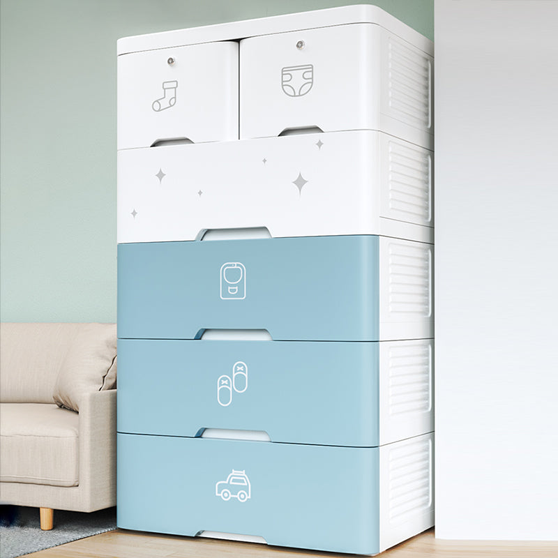 Pink and Blue Non-Hanging Armoire Modern Plastic Storage Cabinet with Drawers Clearhalo 'Armoires & Wardrobes' 'armoires_wardrobes' 'Bedroom Furniture' 'furn' 'furn_armoires_wardrobes' 'Furniture' 5439011