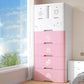 Pink and Blue Non-Hanging Armoire Modern Plastic Storage Cabinet with Drawers 19"L x 15"W x 47"H White-Pink Clearhalo 'Armoires & Wardrobes' 'armoires_wardrobes' 'Bedroom Furniture' 'furn' 'furn_armoires_wardrobes' 'Furniture' 5439021