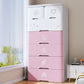 Pink and Blue Non-Hanging Armoire Modern Plastic Storage Cabinet with Drawers 22"L x 15"W x 51"H White-Pink Clearhalo 'Armoires & Wardrobes' 'armoires_wardrobes' 'Bedroom Furniture' 'furn' 'furn_armoires_wardrobes' 'Furniture' 5439022