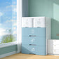 Pink and Blue Non-Hanging Armoire Modern Plastic Storage Cabinet with Drawers 22"L x 15"W x 34"H White-Blue Clearhalo 'Armoires & Wardrobes' 'armoires_wardrobes' 'Bedroom Furniture' 'furn' 'furn_armoires_wardrobes' 'Furniture' 5439027