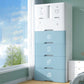Pink and Blue Non-Hanging Armoire Modern Plastic Storage Cabinet with Drawers 19"L x 15"W x 47"H White-Blue Clearhalo 'Armoires & Wardrobes' 'armoires_wardrobes' 'Bedroom Furniture' 'furn' 'furn_armoires_wardrobes' 'Furniture' 5439030