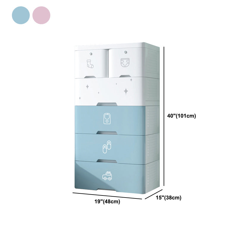 Pink and Blue Non-Hanging Armoire Modern Plastic Storage Cabinet with Drawers Clearhalo 'Armoires & Wardrobes' 'armoires_wardrobes' 'Bedroom Furniture' 'furn' 'furn_armoires_wardrobes' 'Furniture' 5439034