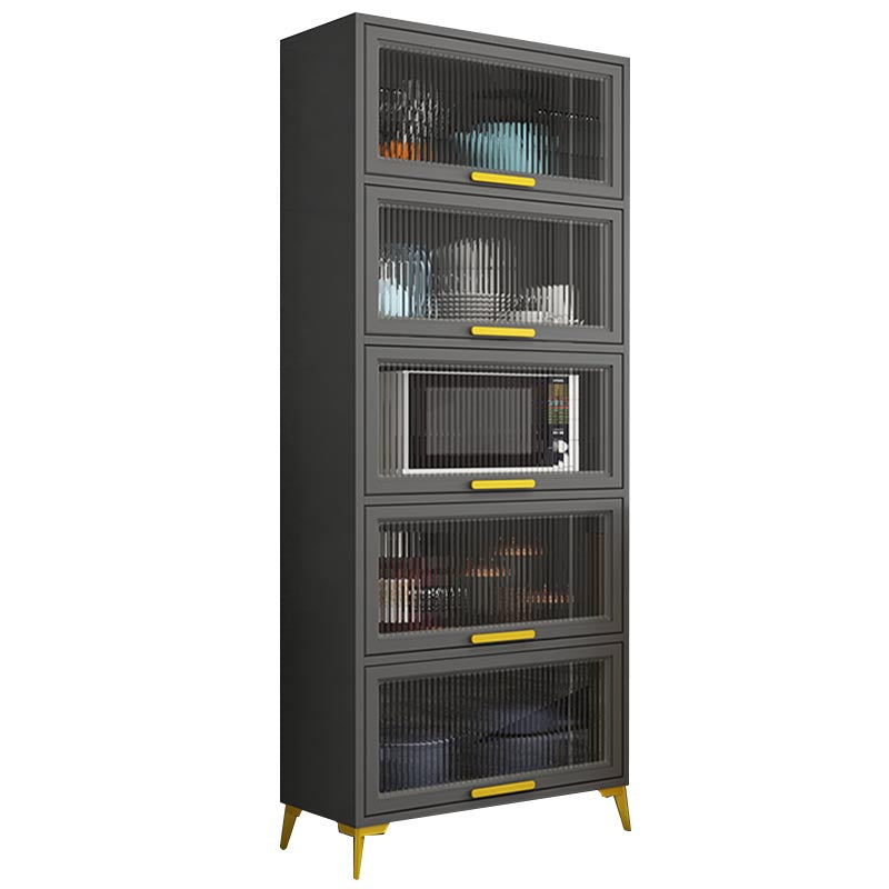 Manufactured Wood Dining Server Glam Glass Doors Server for Home Grey Clearhalo 'buffet_sideboard' 'Buffets & Sideboards' 'furn' 'furn_buffet_sideboard' 'Furniture' 'Kitchen & Dining Furniture' 5439301