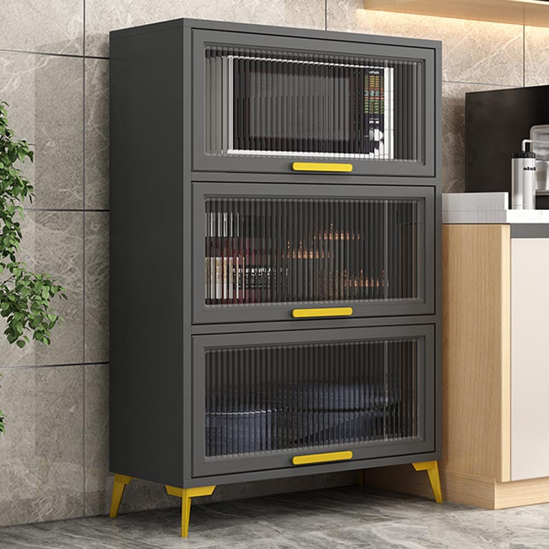 Manufactured Wood Dining Server Glam Glass Doors Server for Home Grey Clearhalo 'buffet_sideboard' 'Buffets & Sideboards' 'furn' 'furn_buffet_sideboard' 'Furniture' 'Kitchen & Dining Furniture' 5439307