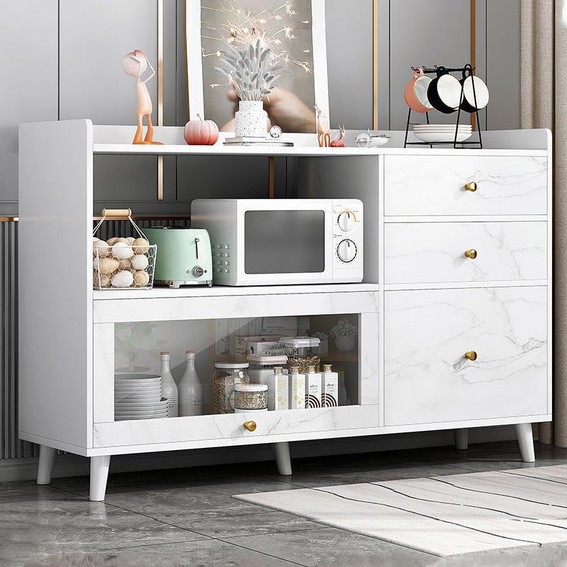 Engineered Wood Modern Sideboard Kitchen Dining Room Sideboard Gray-White Clearhalo 'buffet_sideboard' 'Buffets & Sideboards' 'furn' 'furn_buffet_sideboard' 'Furniture' 'Kitchen & Dining Furniture' 5439344