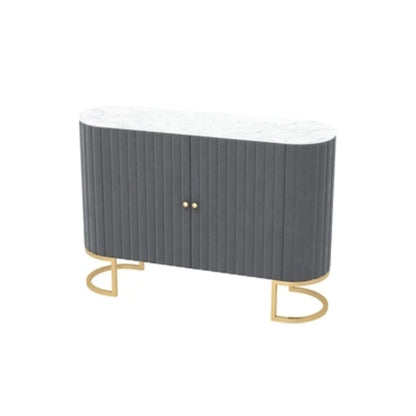33.5"H Glam Style Credenza Stone Countertop Cabinets Dining Server for Living Room Grey Clearhalo 'buffet_sideboard' 'Buffets & Sideboards' 'furn' 'furn_buffet_sideboard' 'Furniture' 'Kitchen & Dining Furniture' 5439401