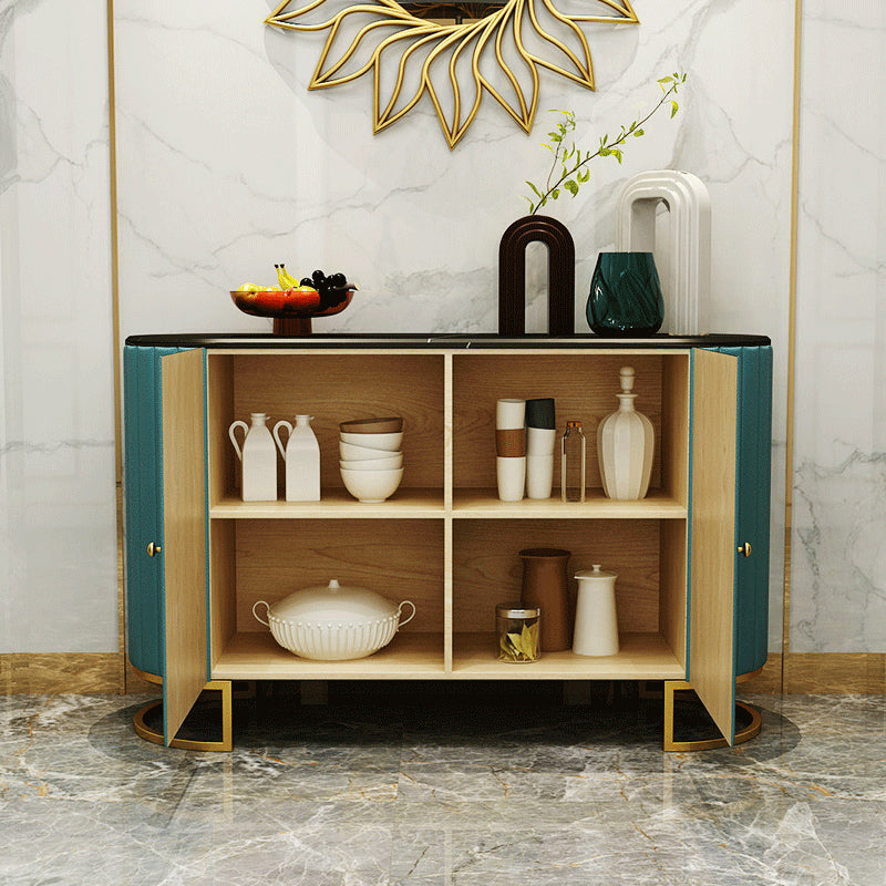 33.5"H Glam Style Credenza Stone Countertop Cabinets Dining Server for Living Room Clearhalo 'buffet_sideboard' 'Buffets & Sideboards' 'furn' 'furn_buffet_sideboard' 'Furniture' 'Kitchen & Dining Furniture' 5439407