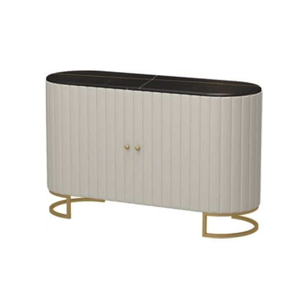 33.5"H Glam Style Credenza Stone Countertop Cabinets Dining Server for Living Room White-Black Clearhalo 'buffet_sideboard' 'Buffets & Sideboards' 'furn' 'furn_buffet_sideboard' 'Furniture' 'Kitchen & Dining Furniture' 5439408