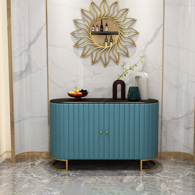 33.5"H Glam Style Credenza Stone Countertop Cabinets Dining Server for Living Room Clearhalo 'buffet_sideboard' 'Buffets & Sideboards' 'furn' 'furn_buffet_sideboard' 'Furniture' 'Kitchen & Dining Furniture' 5439415