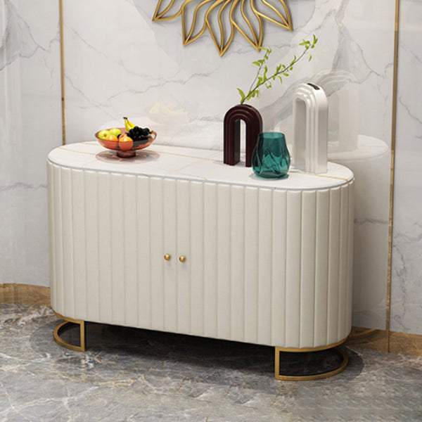 33.5"H Glam Style Credenza Stone Countertop Cabinets Dining Server for Living Room Clearhalo 'buffet_sideboard' 'Buffets & Sideboards' 'furn' 'furn_buffet_sideboard' 'Furniture' 'Kitchen & Dining Furniture' 5439418