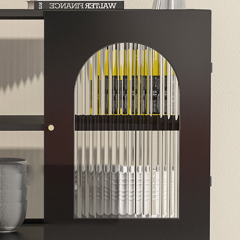 Modern Iron Sideboard Glass Doors Cabinets Dining Server with Light for Living Room Clearhalo 'buffet_sideboard' 'Buffets & Sideboards' 'furn' 'furn_buffet_sideboard' 'Furniture' 'Kitchen & Dining Furniture' 5439440