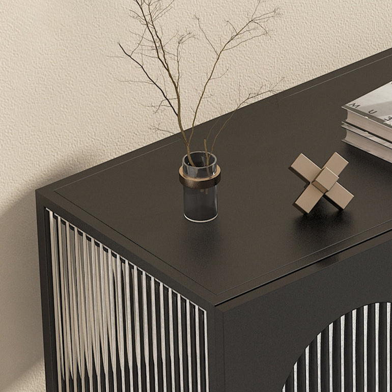 Modern Iron Sideboard Glass Doors Cabinets Dining Server with Light for Living Room Clearhalo 'buffet_sideboard' 'Buffets & Sideboards' 'furn' 'furn_buffet_sideboard' 'Furniture' 'Kitchen & Dining Furniture' 5439441