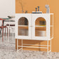 Modern Iron Sideboard Glass Doors Cabinets Dining Server with Light for Living Room Clearhalo 'buffet_sideboard' 'Buffets & Sideboards' 'furn' 'furn_buffet_sideboard' 'Furniture' 'Kitchen & Dining Furniture' 5439444