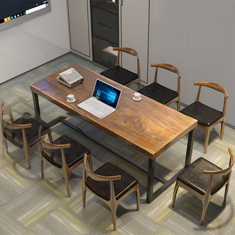 Industrial Rectangular Writing Desk Solid Wood Office Desk for Home 86.6"L x 35.4"W x 29.5"H Clearhalo 'furn' 'furn_office_desk' 'Furniture' 'Office Desks' 'Office Furniture' 'office_desk' 5439486