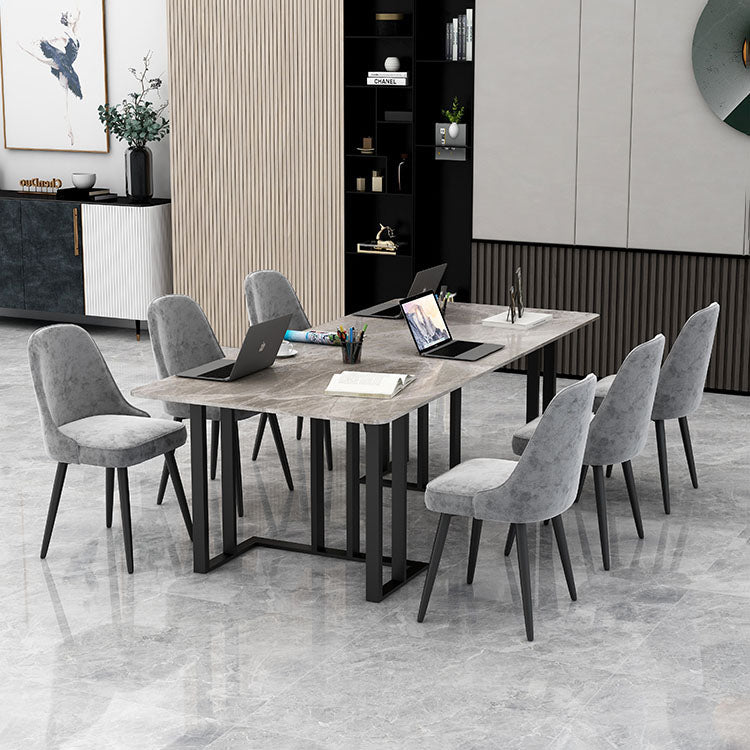 Industrial Home Office Writing Desk Rectangular Sled Base Office Desk Black-Gray Clearhalo 'furn' 'furn_office_desk' 'Furniture' 'Office Desks' 'Office Furniture' 'office_desk' 5439553