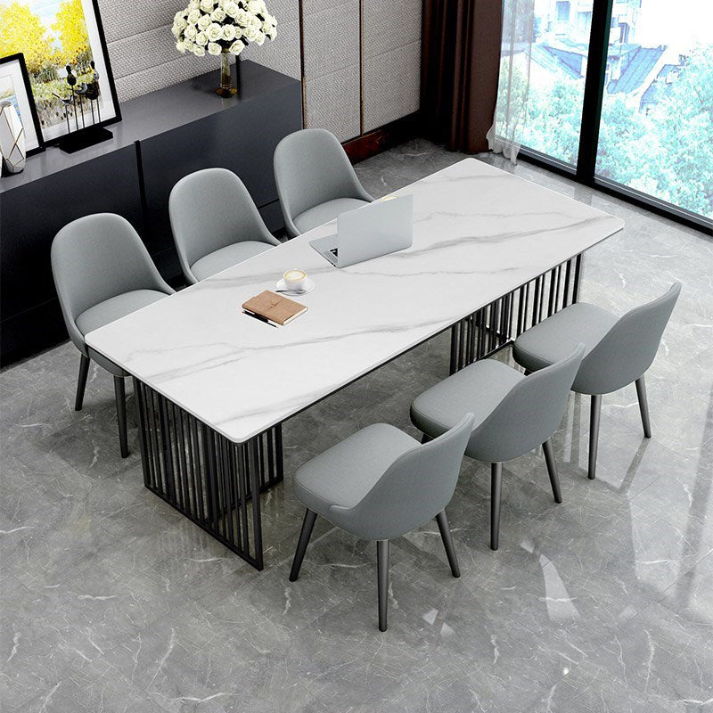 長方形のホームオフィスライティングデスクインダストリアルスタイルスレッドベースオフィスデスク