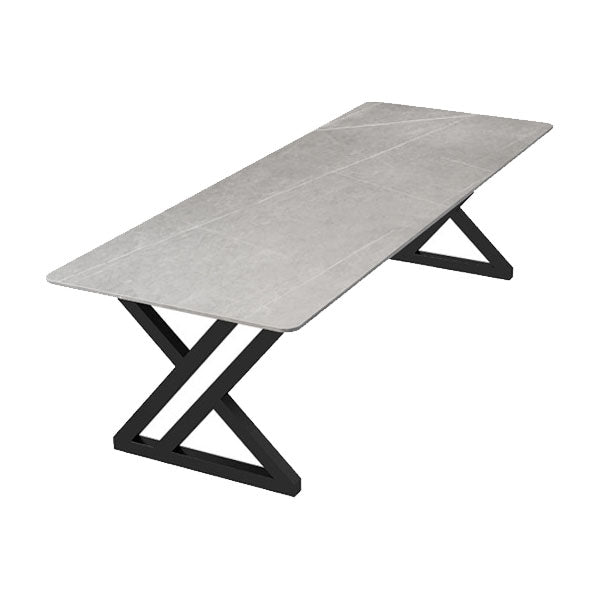 工業スタイルのライティングデスク長方形の焼結石オフィスデスクと金属ベース