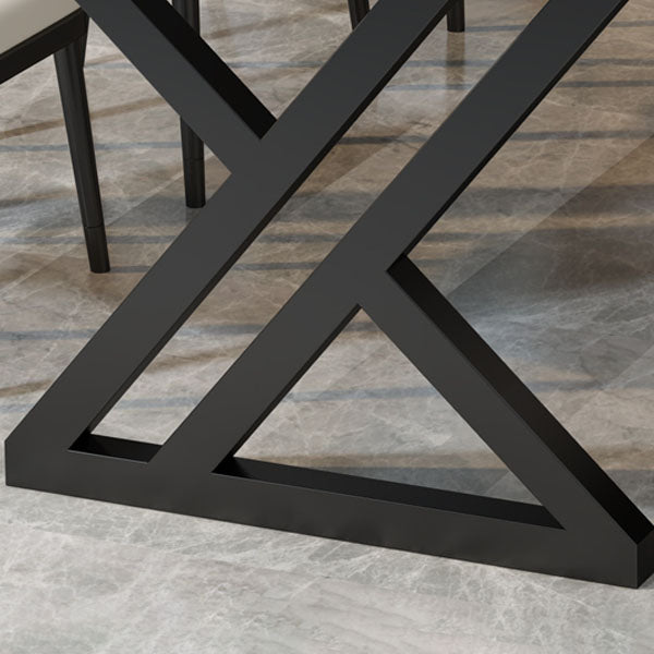 工業スタイルのライティングデスク長方形の焼結石オフィスデスクと金属ベース