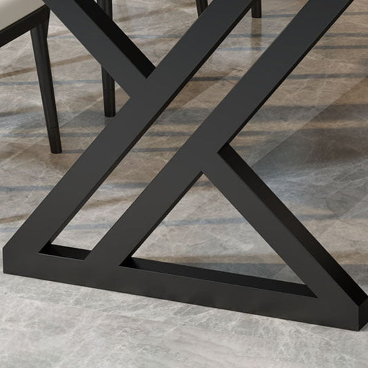 工業スタイルのライティングデスク長方形の焼結石オフィスデスクと金属ベース