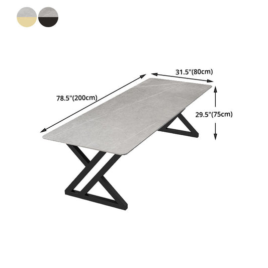 工業スタイルのライティングデスク長方形の焼結石オフィスデスクと金属ベース