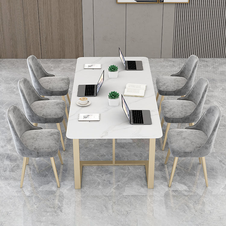 メタルベースのあるモダンな長方形のライティングデスク焼結石のオフィスデスク