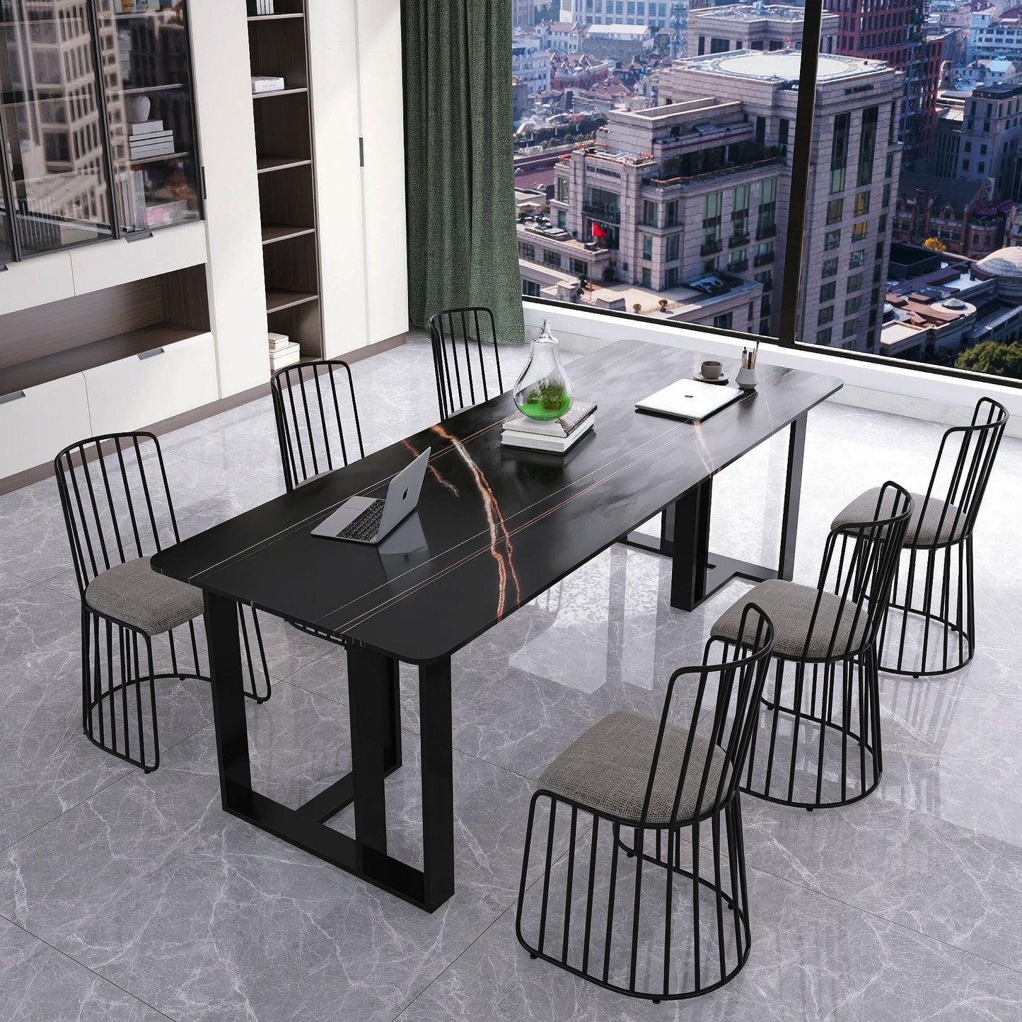 Rectangular Writing Desk Industrial Style Sled Base Office Desk Black Clearhalo 'furn' 'furn_office_desk' 'Furniture' 'Office Desks' 'Office Furniture' 'office_desk' 5439631