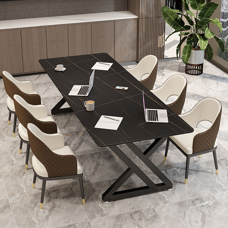 Industrielle rechteckige Schreibtisch Stein Stone Office Desk mit Schlittenbasis