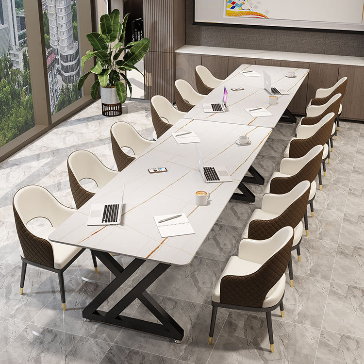 Industrielle rechteckige Schreibtisch Stein Stone Office Desk mit Schlittenbasis